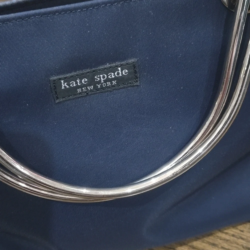 Kate Spade Vintage Small Satchel Navy Purse Metal Handles RARE